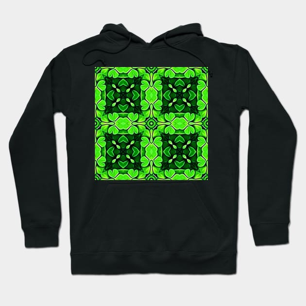 Pretty Green Leaves Lucky Clover Greenery Pattern 4 Hoodie by BubbleMench